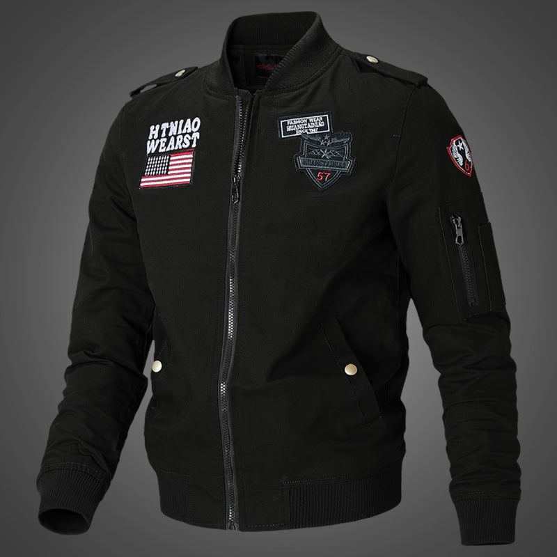 Herren Bomberjacke mit Patch-Applikationen und Ärmeltasche