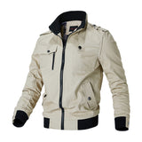 Herren Canvas-Bomberjacke mit Rippbündchen und Brusttaschen