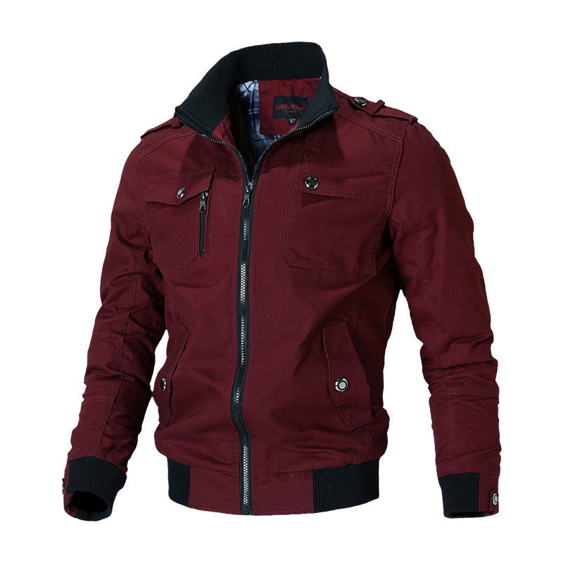 Herren Canvas-Bomberjacke mit Rippbündchen und Brusttaschen