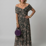 Calen | Elegantes Off-Shoulder-Midi-Kleid mit fließendem Design