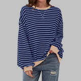 LUKA™ - Gestreiftes Langarm-Casual-Sweatshirt mit Rundhalsausschnitt