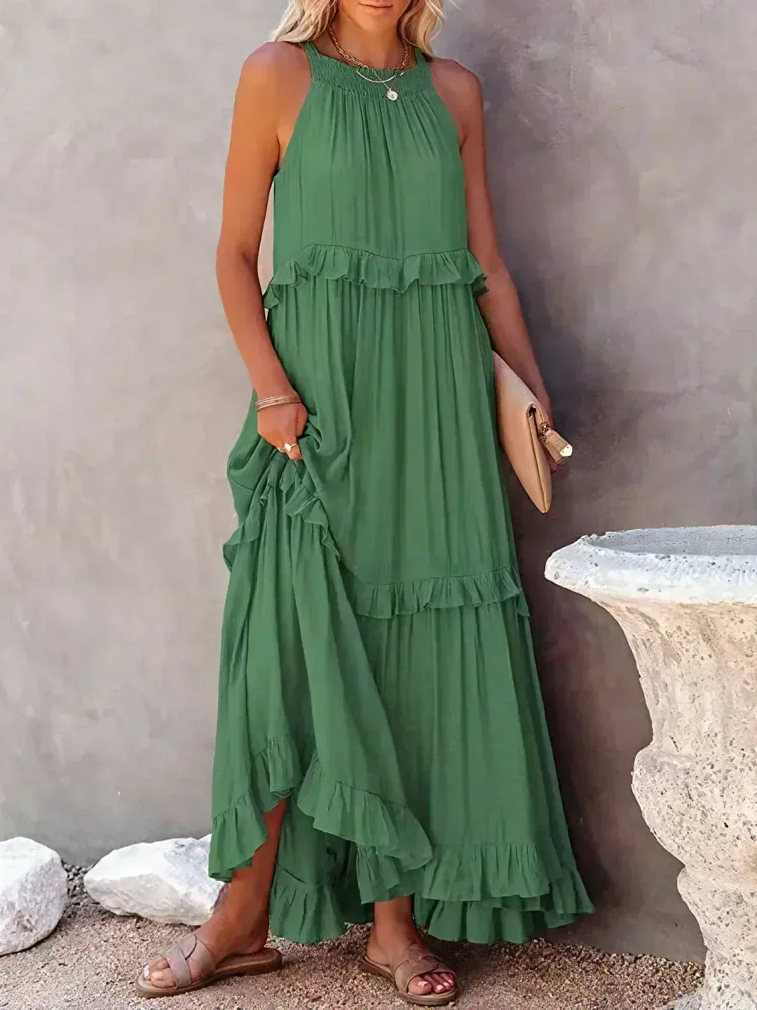 Emilia™ - Halter Ruffle Maxi Kleid