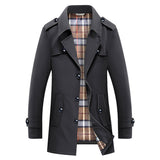Herren Trenchcoat mit kariertem Innenfutter und Schulterklappen