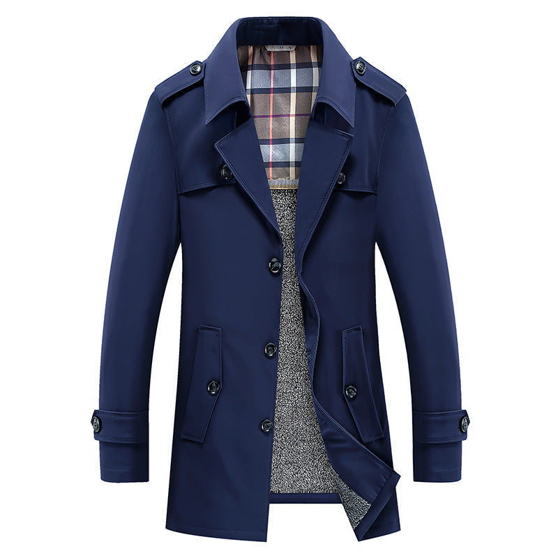 Herren Trenchcoat mit gesteppter Thermofütterung und kariertem Innenfutter