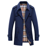Herren Trenchcoat mit kariertem Innenfutter und Schulterklappen