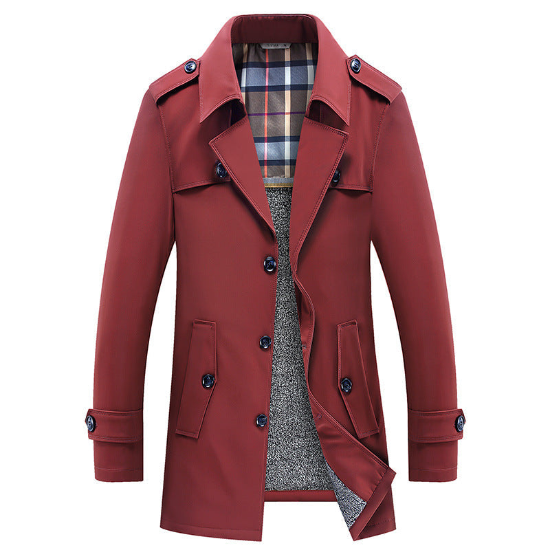Herren Trenchcoat mit gesteppter Thermofütterung und kariertem Innenfutter