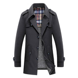 Herren Trenchcoat mit gesteppter Thermofütterung und kariertem Innenfutter