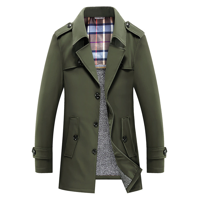 Herren Trenchcoat mit gesteppter Thermofütterung und kariertem Innenfutter
