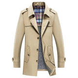 Herren Trenchcoat mit gesteppter Thermofütterung und kariertem Innenfutter