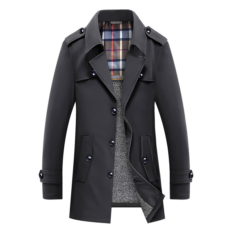 Herren Trenchcoat mit gesteppter Thermofütterung und kariertem Innenfutter