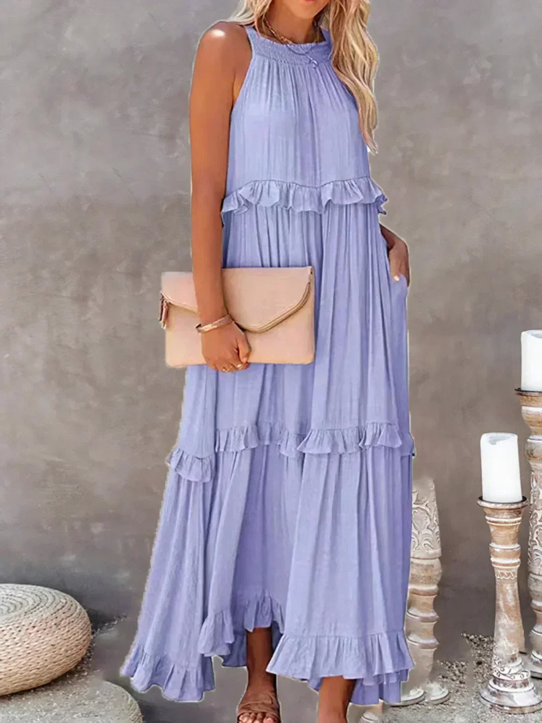 Emilia™ - Halter Ruffle Maxi Kleid