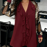 Chic Lockere Strickbluse mit Lotusblatt-Design