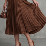 Theodora | Plissierter Taillenstreifen Midi-Kleid
