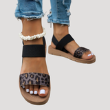 Damen Stylische Leopardenmuster Kreuzriemen Flache Sandalen für Ultimativen Komfort