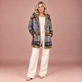 Elena – Boho-Sherpa-Kapuzenpullover mit Blumenmuster