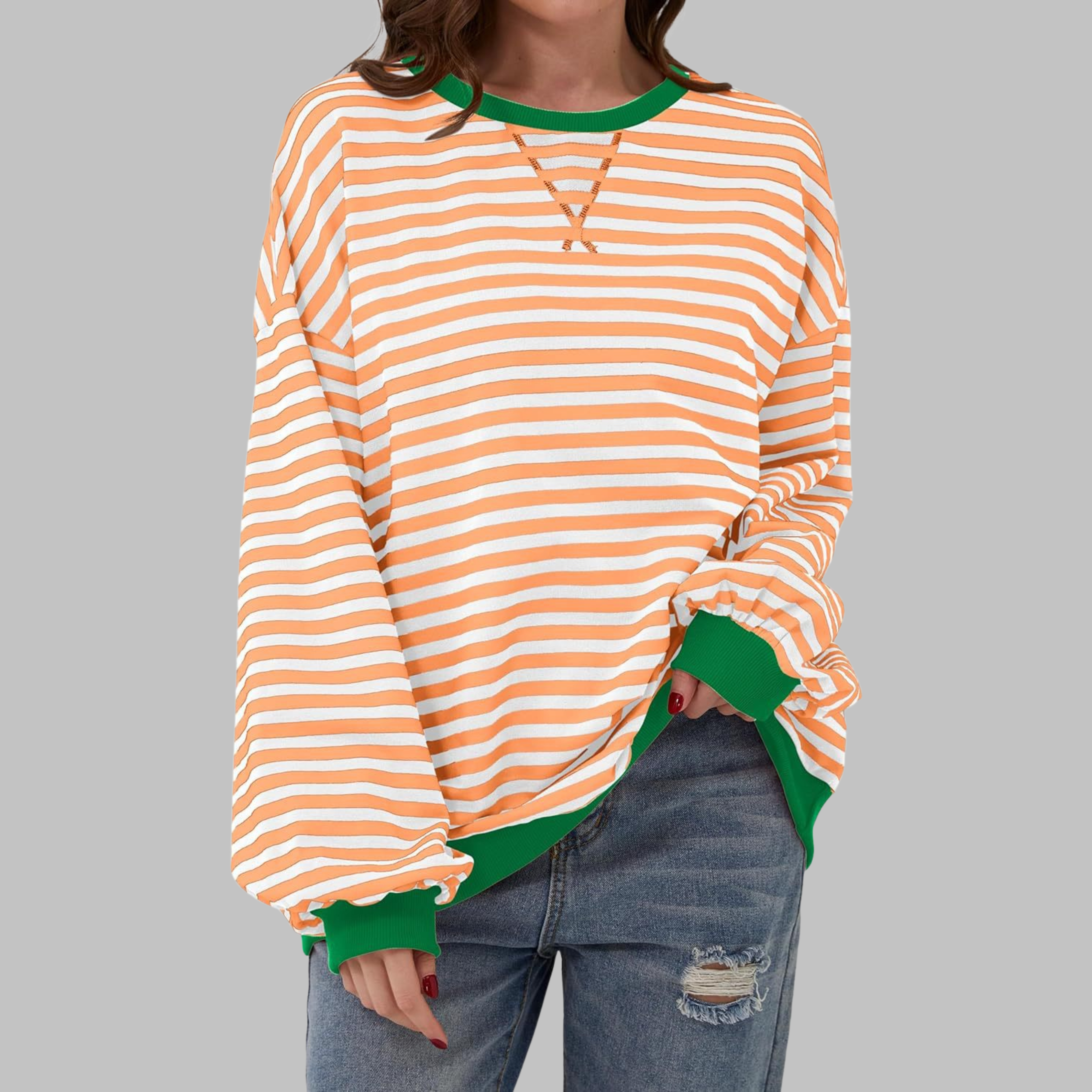 LUKA™ - Gestreiftes Langarm-Casual-Sweatshirt mit Rundhalsausschnitt