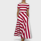 Janell - Gestreiftes Maxikleid mit langer Silhouette