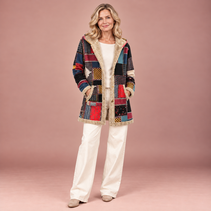 Jade – Vintage-Patchwork-Fleecejacke