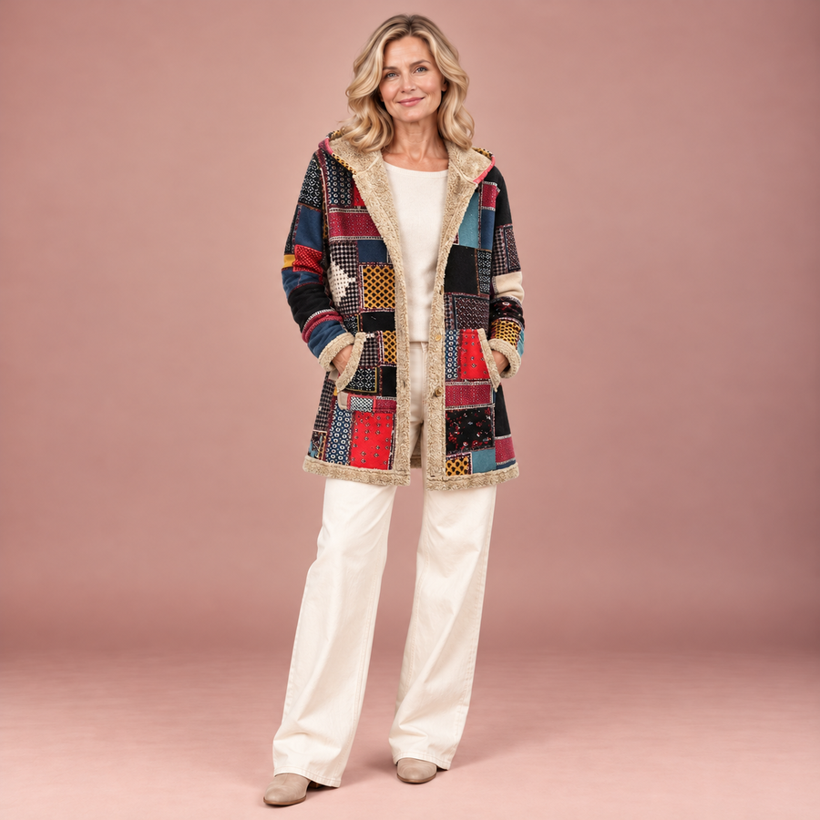 Jade – Vintage-Patchwork-Fleecejacke