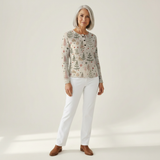Sonja | Pullover in Creme mit kleinen Tannen