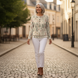 Sonja | Pullover in Creme mit kleinen Tannen