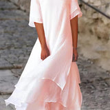 Damen Midi Kleid mit Doppelschicht-Design