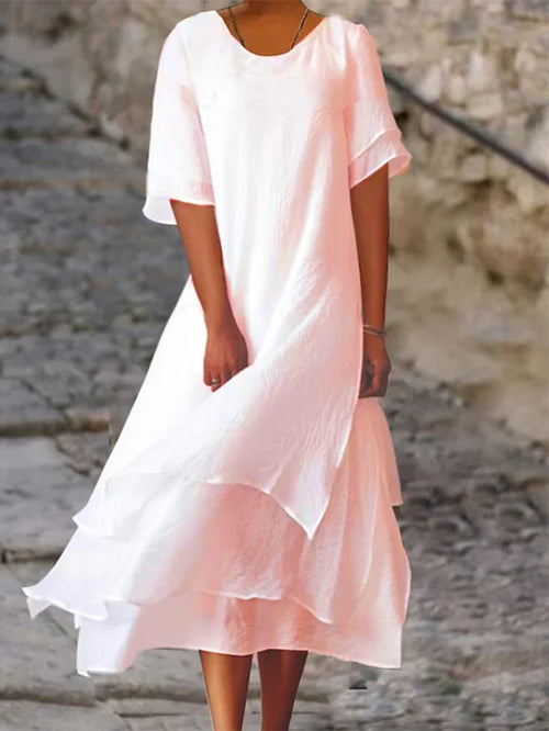 Damen Midi Kleid mit Doppelschicht-Design
