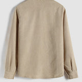 Herren Corduroy Langarmhemd mit halber Knopfleiste