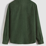 Herren Corduroy Langarmhemd mit halber Knopfleiste
