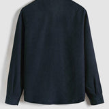 Herren Corduroy Langarmhemd mit halber Knopfleiste
