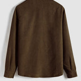 Herren Corduroy Langarmhemd mit halber Knopfleiste