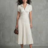 Theodora | Plissierter Taillenstreifen Midi-Kleid