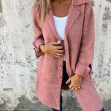 Isabella - Lässiger Langer Mantel Mit Aufschlägen