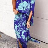 Rosie Maxikleid mit einem Schulterdesign und bedrucktem Saum