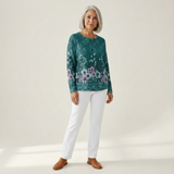Paula | Pullover in Türkis mit Blüten