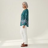 Paula | Pullover in Türkis mit Blüten
