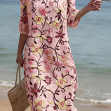 Rebecca in Pink | Damen Kleid mit Blumenmuster