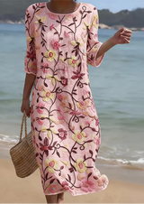 Rebecca in Pink | Damen Kleid mit Blumenmuster