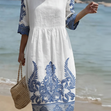 Tiffany in Weiß | Kleid mit Pflanzen- und Blumenmuster
