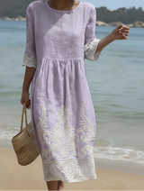 Tiffany in Lavendel | Kleid mit Pflanzen- und Blumenmuster