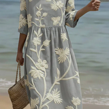 Ashley | Midi-Kleid mit Pflanzen- und Blumenmuster