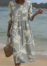 Ashley | Midi-Kleid mit Pflanzen- und Blumenmuster
