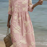 Phoebe | Midi-Kleid mit Pflanzen- und Blumenmuster