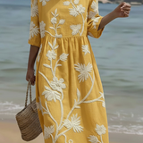 Yassy | Midi-Kleid mit Pflanzen- und Blumenmuster