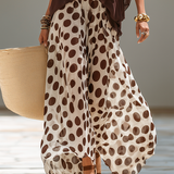 Damen Polka Dot Set mit kurzen Ärmeln und Taschen