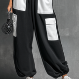 Damen Sweatshirt & Jogger Cargo Hose Set mit Taschen