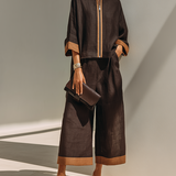 Damen Top & Cropped Weite Hosen Set