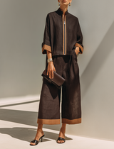 Damen Top & Cropped Weite Hosen Set