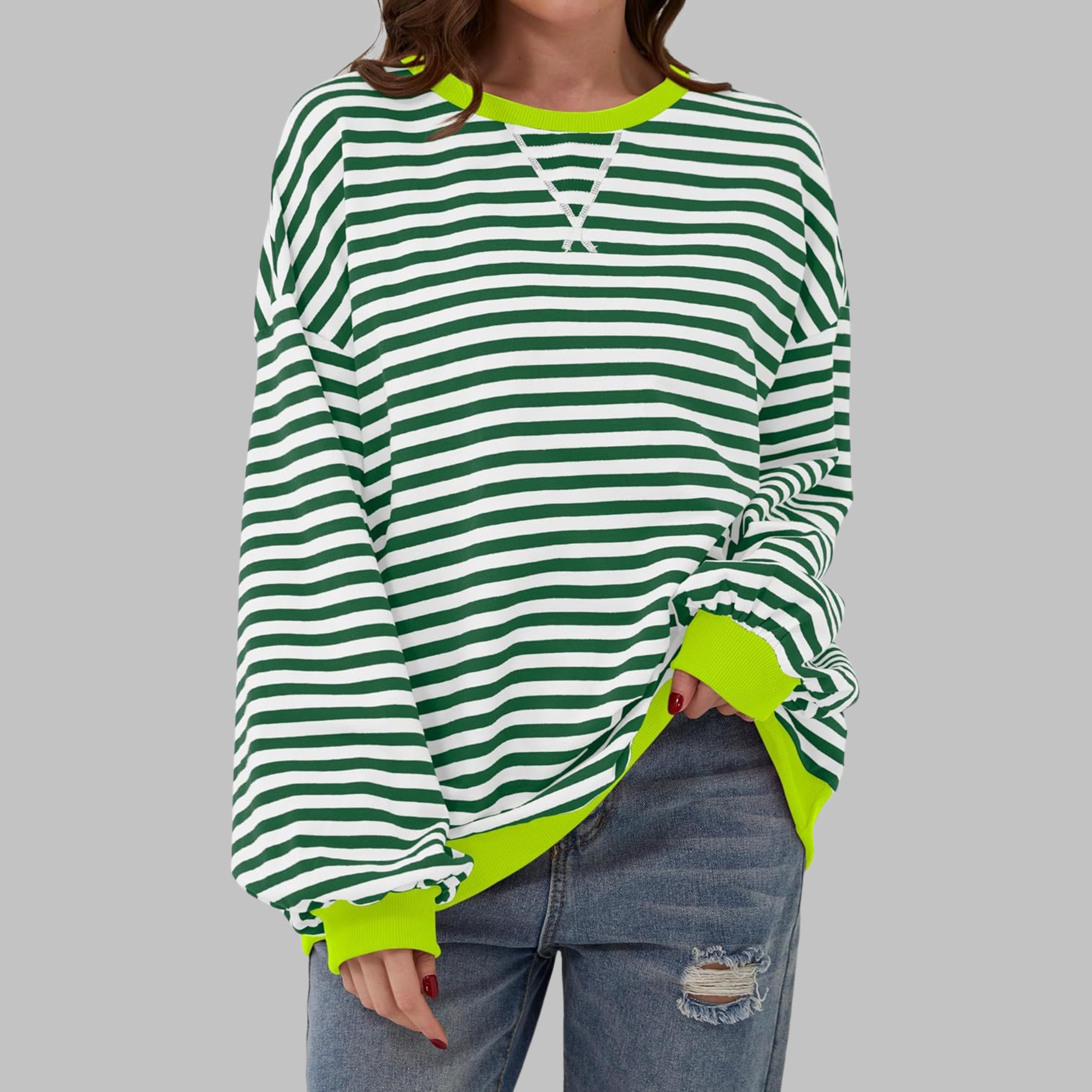 LUKA™ - Gestreiftes Langarm-Casual-Sweatshirt mit Rundhalsausschnitt