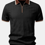 Herren Kurzarm Zip Polo & Elastischer Bund Gerade-Hosen Set